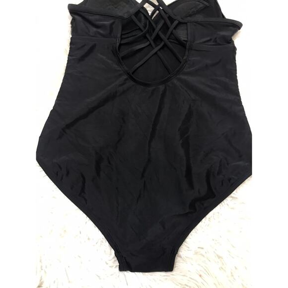 KONA SOL one -piece Black Swimsuit size M Womens Criss Cross Back - Picture 7 of 8